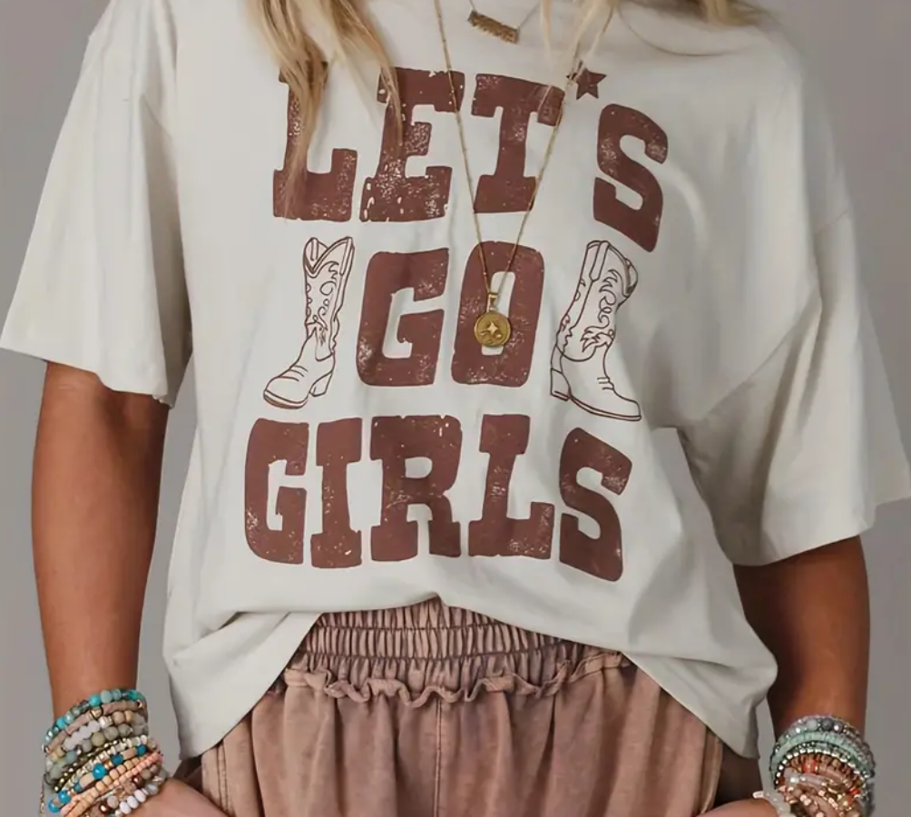 Lets Go Girls T-Shirt - Beige - Medium