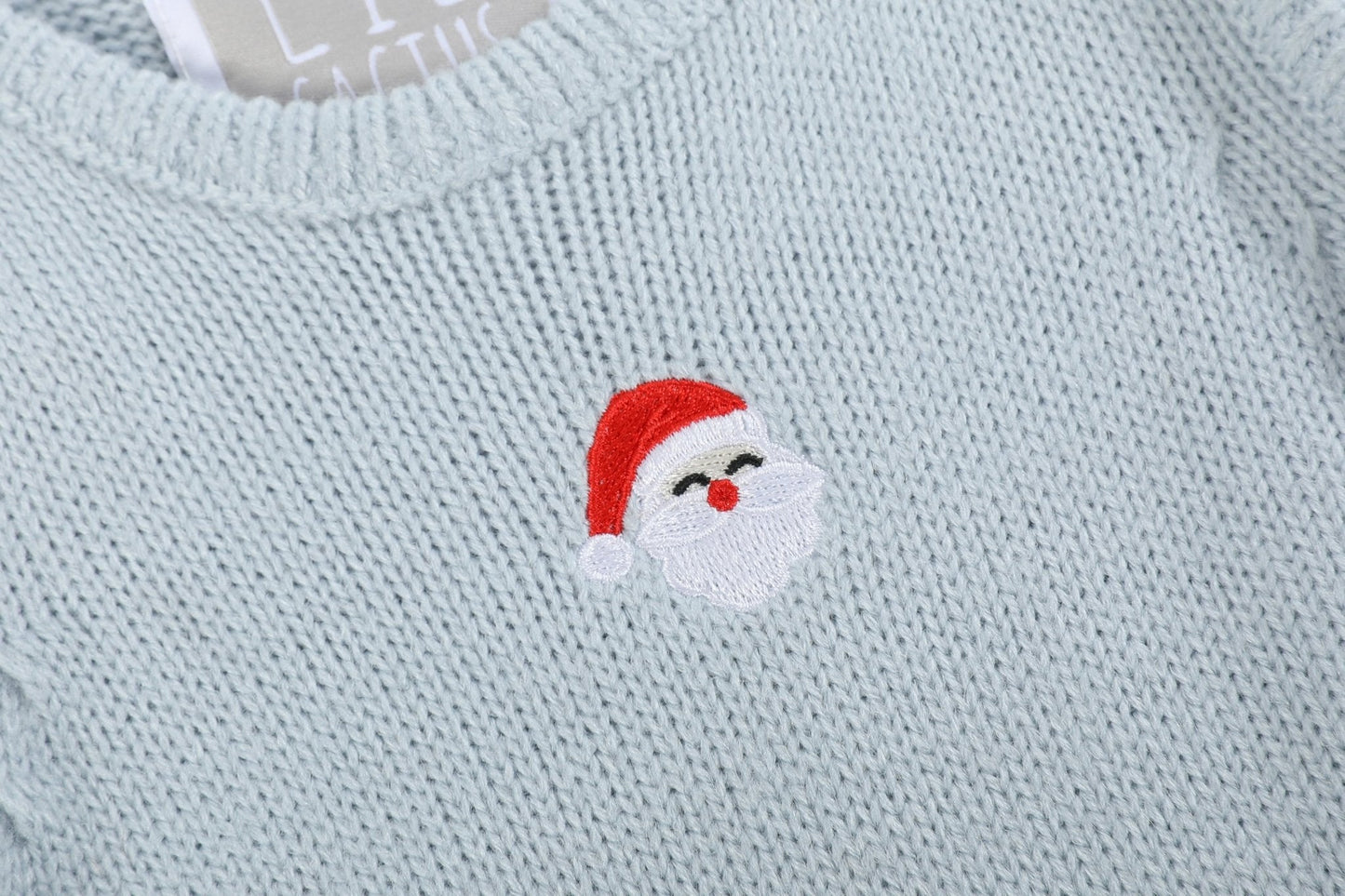 Light Blue Santa Knit Romper