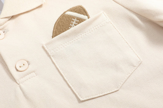 Light Brown Football Pocket Polo Golf Shirt