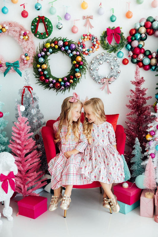 Pink Nutcracker 3/4 Sleeve Pocket Twirl Dress