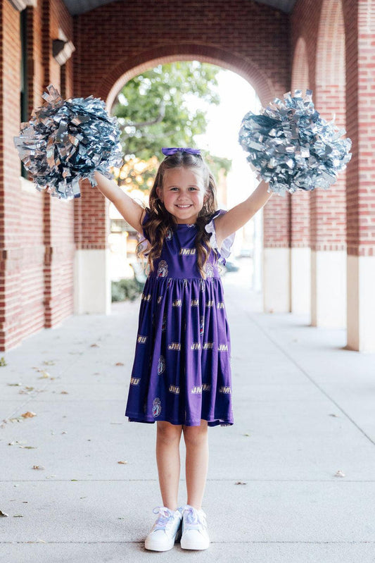 JMU Purple Duke Dog Flutter Twirl Dress