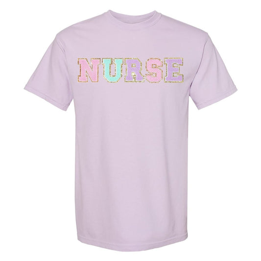 Nurse Colorful Letter Patch Comfort Colors T-Shirt