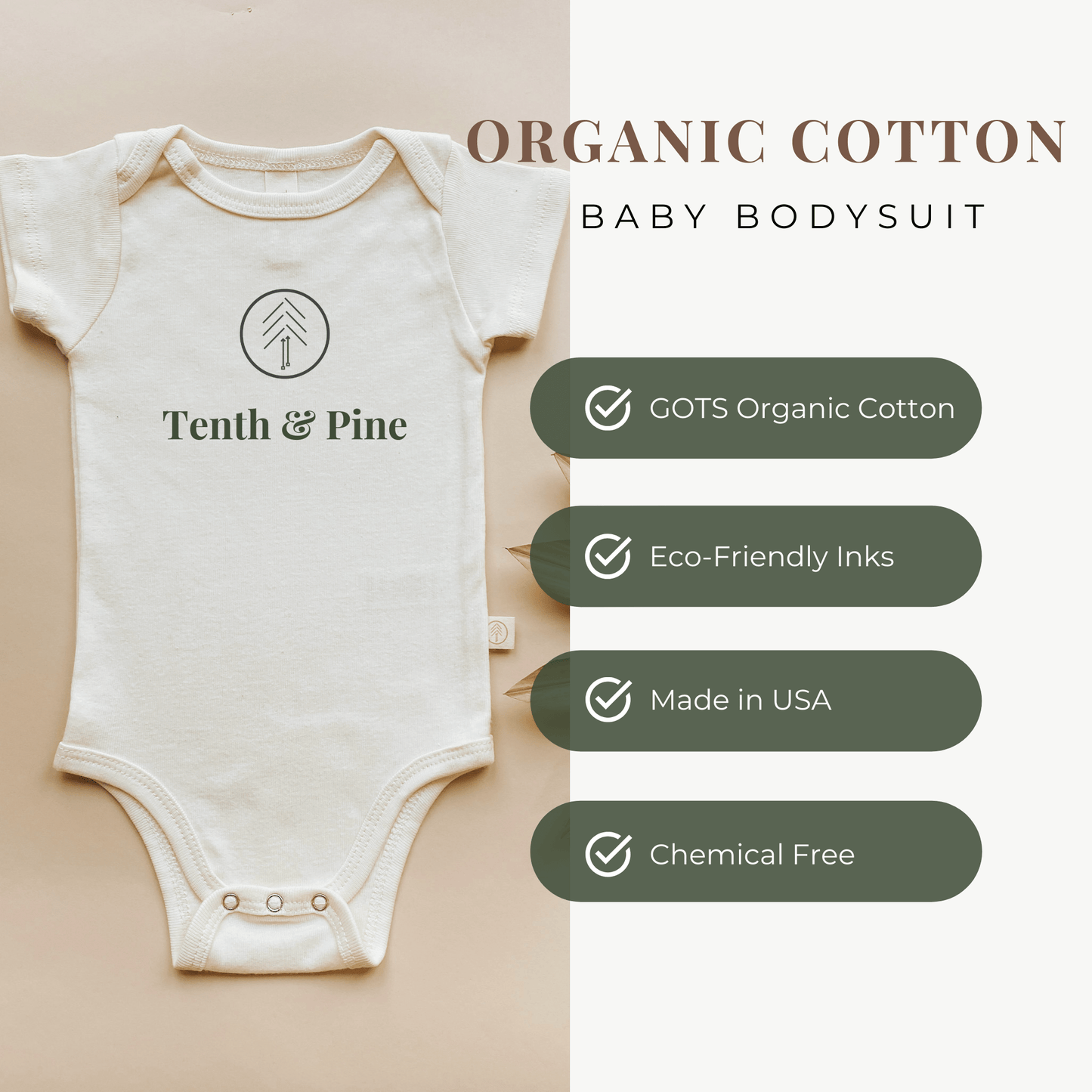 Little Brother Clay Organic Cotton Baby Bodysuit Short Sleeve