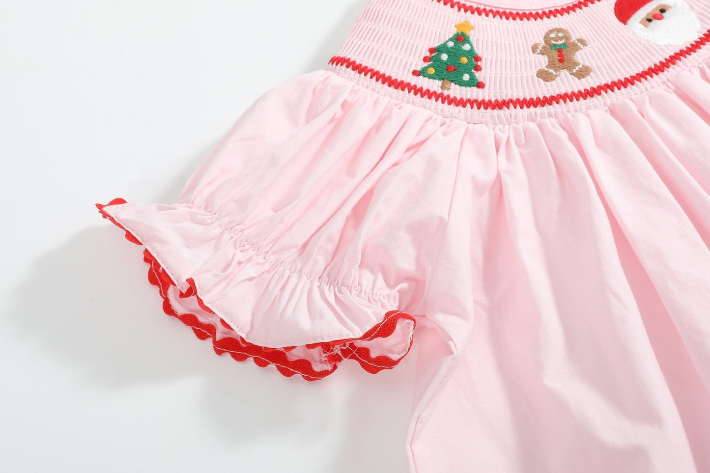 Pink Christmas Smocked Bishop Dress