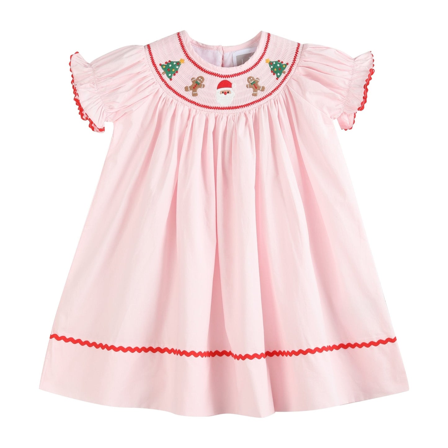Pink Christmas Smocked Bishop Dress