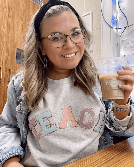 Teach Letter Patch Crewneck Sweatshirt