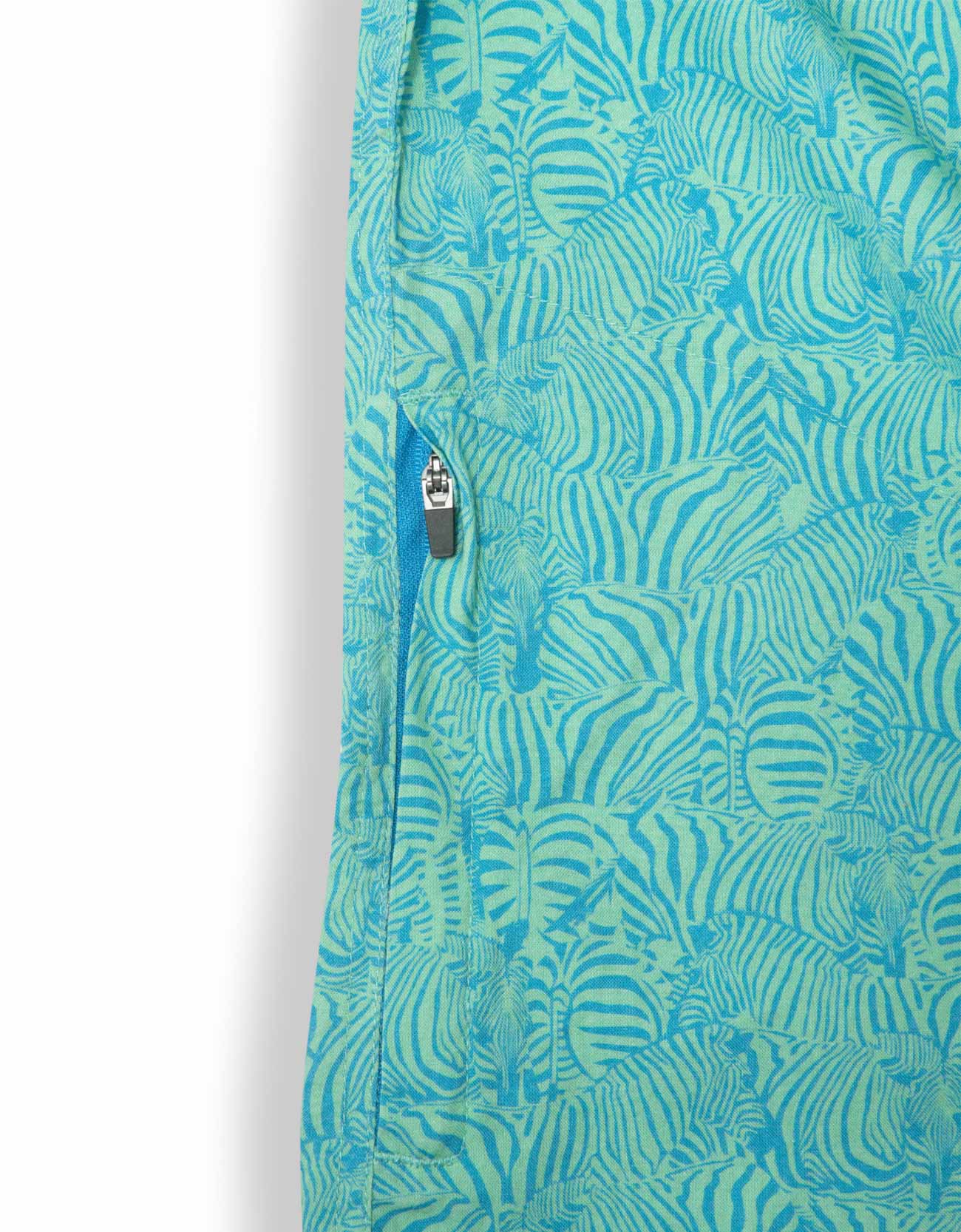 TOO MANY LINES - TURQUOISE ZEBRA 7-SEAS™ BUTTON UP