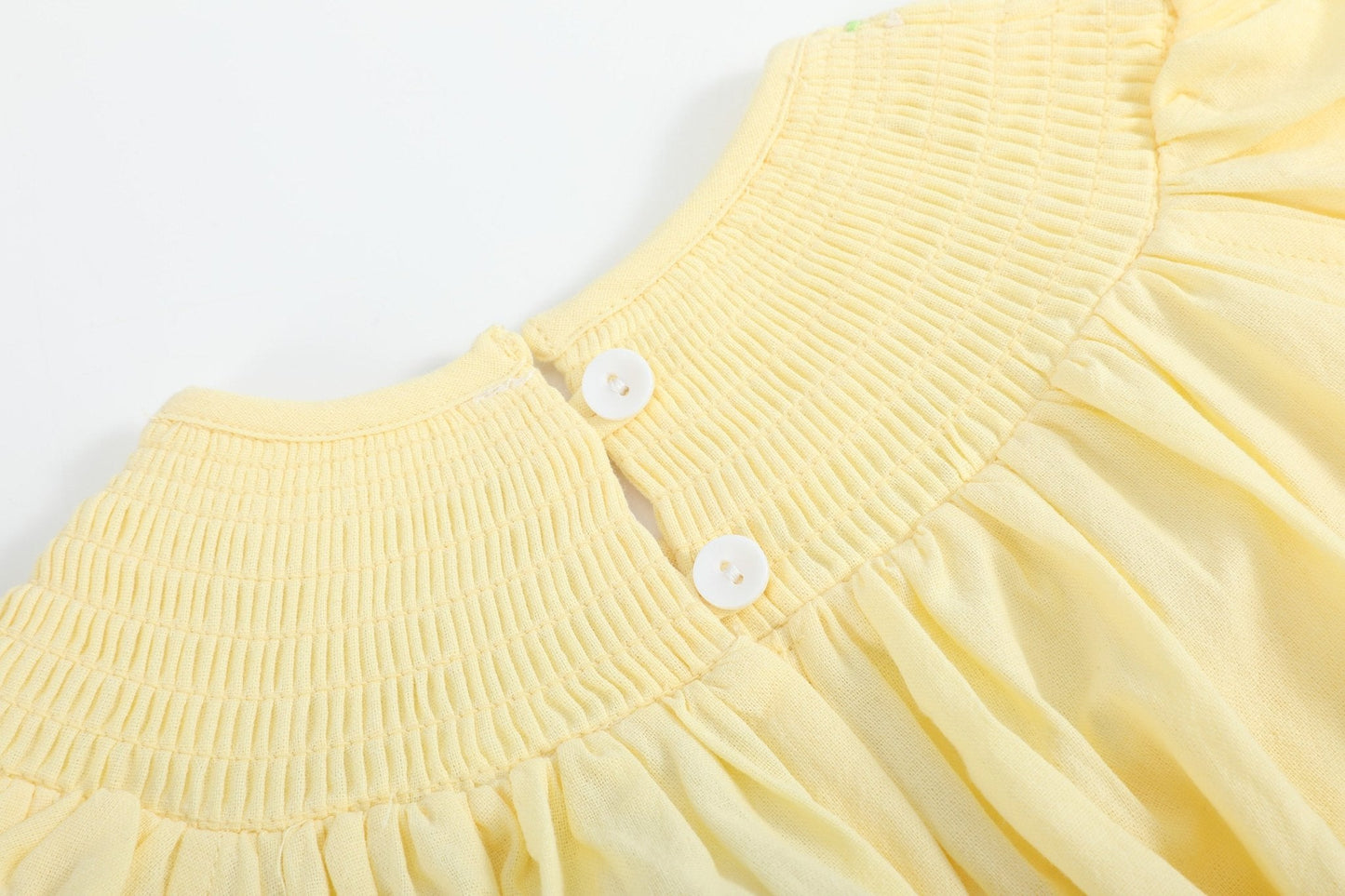 Yellow Daisy Pocketed Smocked Bishop Dress