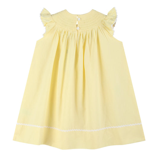 Yellow Daisy Pocketed Smocked Bishop Dress
