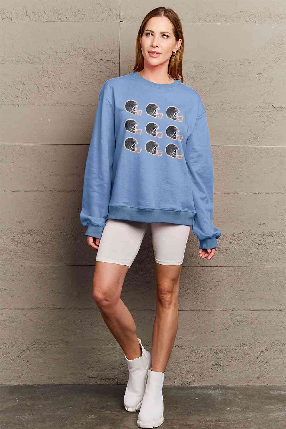 Simply Love Full Size Football Helmet Graphic Sweatshirt - 5 Colors!