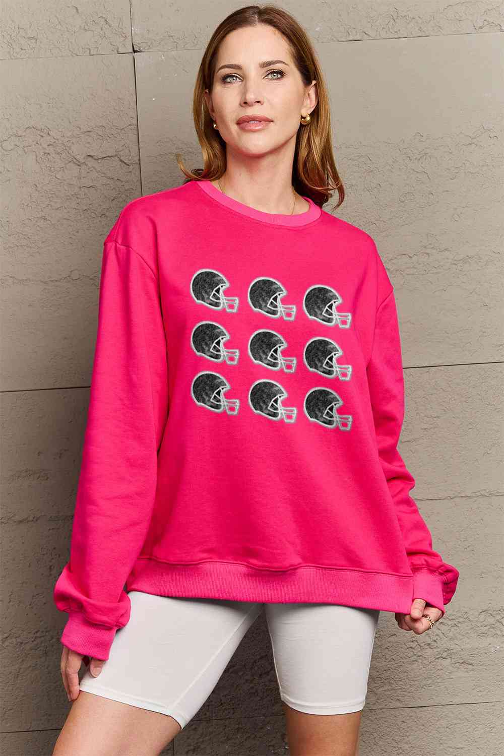 Simply Love Full Size Football Helmet Graphic Sweatshirt - 5 Colors!