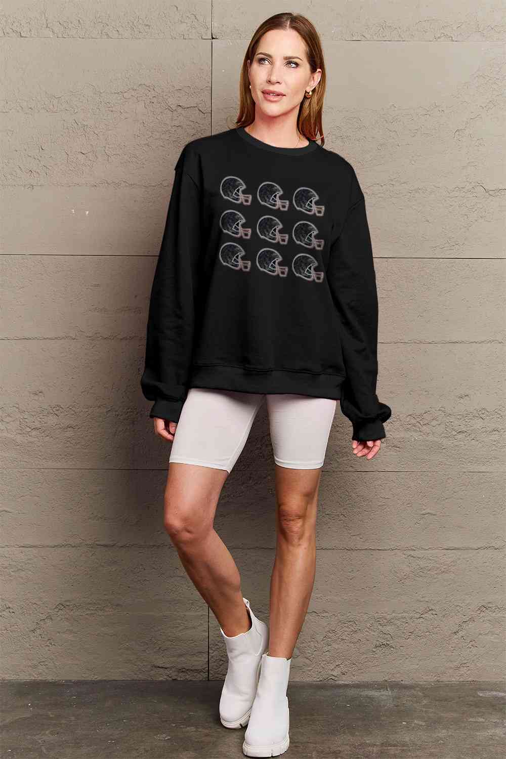 Simply Love Full Size Football Helmet Graphic Sweatshirt - 5 Colors!