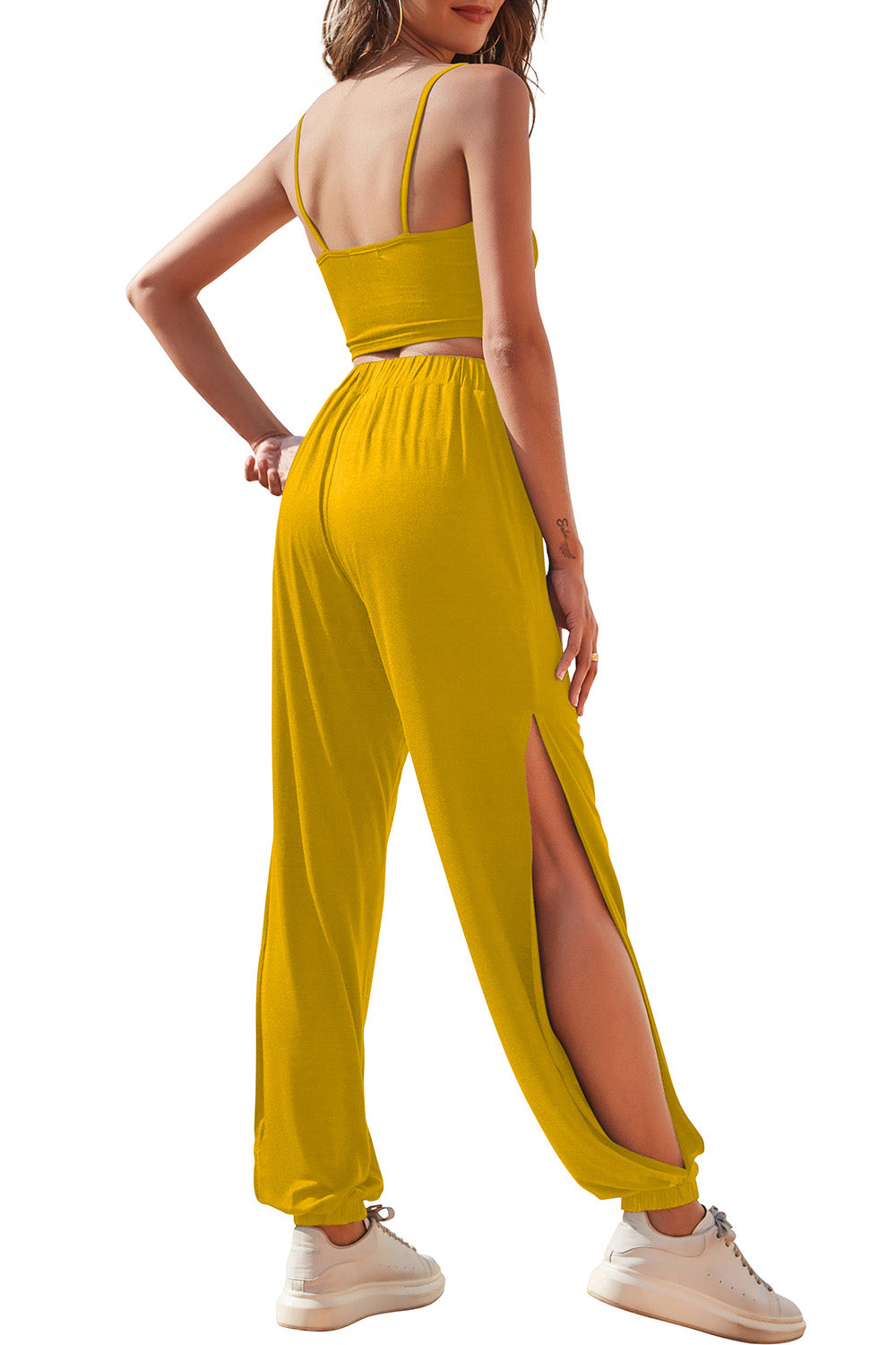 The Day After Game Day - Cropped Cami and Side Split Joggers Set