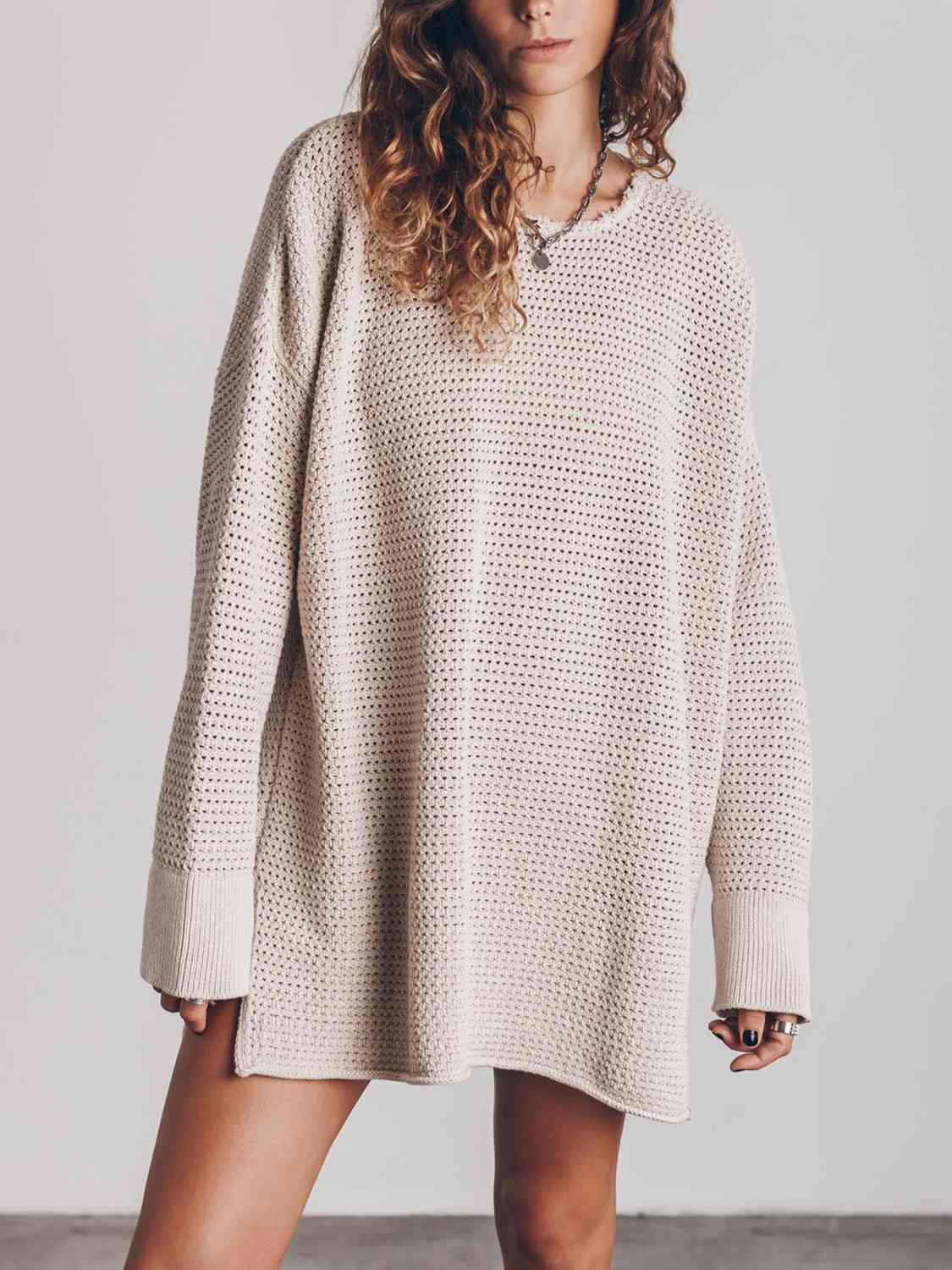 Openwork Sammy Side Slit Sweater