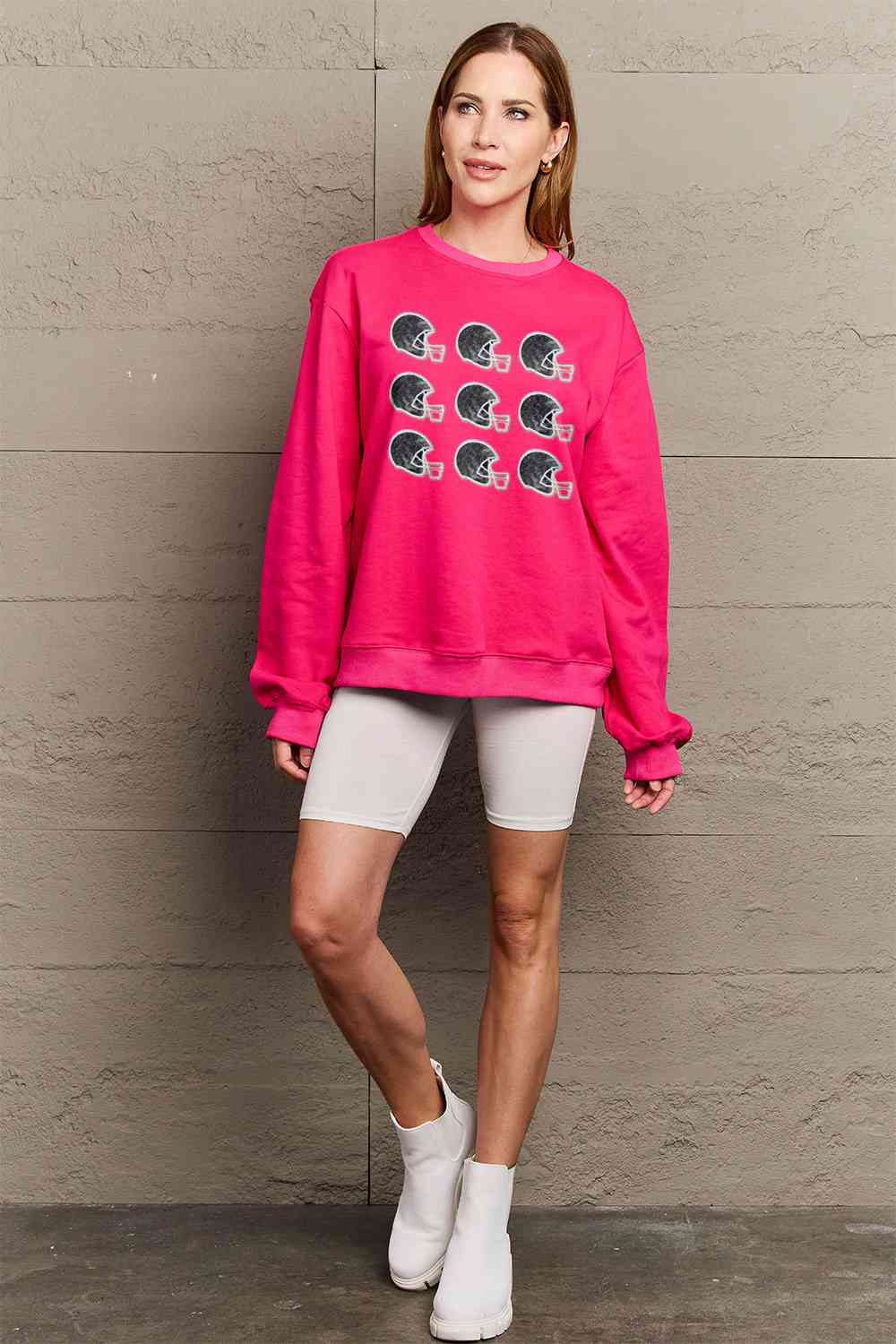 Simply Love Full Size Football Helmet Graphic Sweatshirt - 5 Colors!