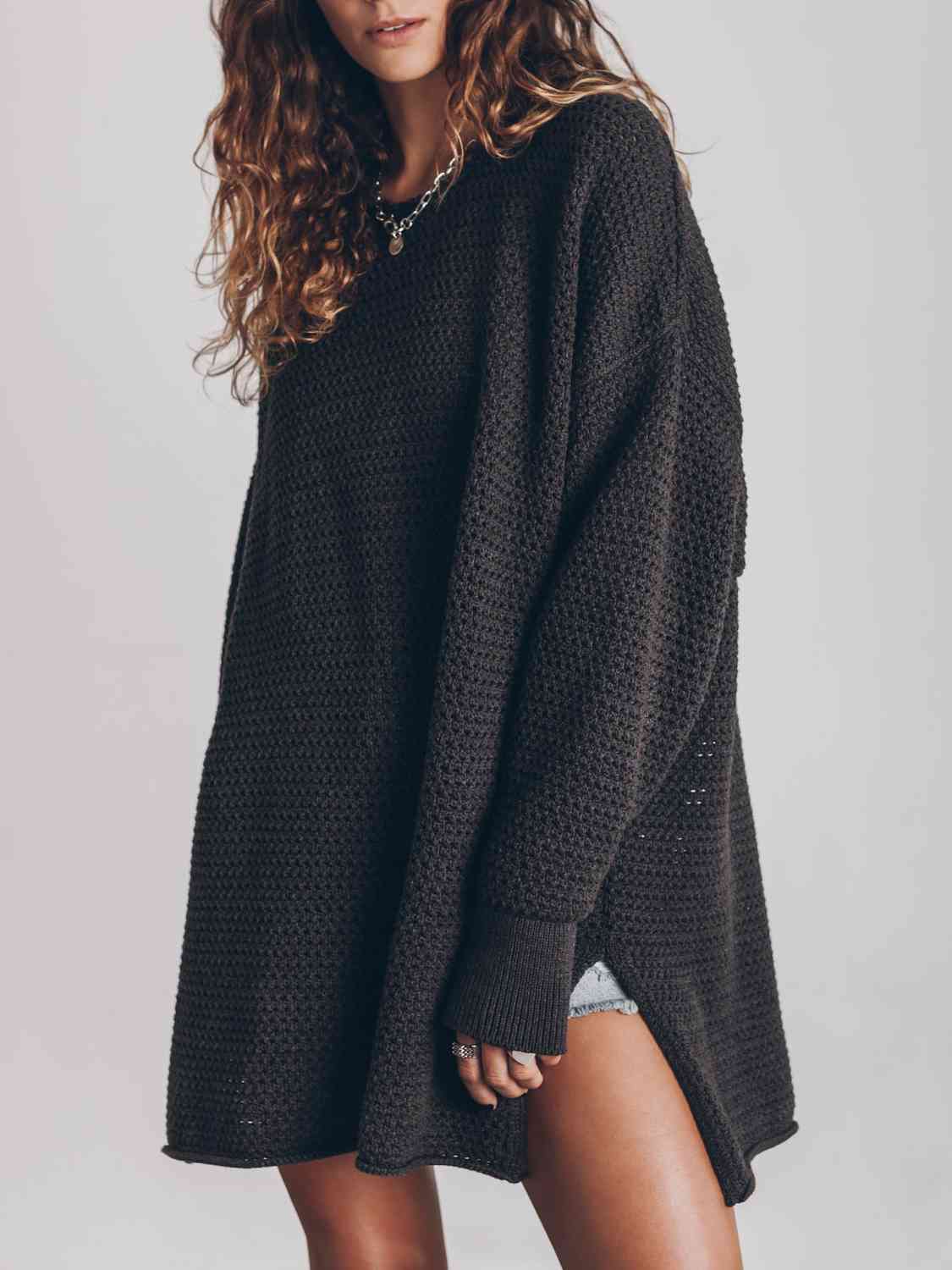 Openwork Sammy Side Slit Sweater