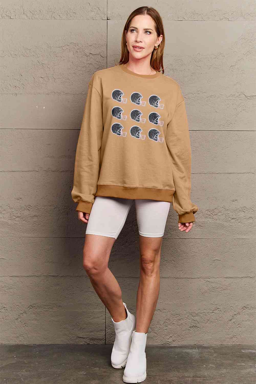 Simply Love Full Size Football Helmet Graphic Sweatshirt - 5 Colors!