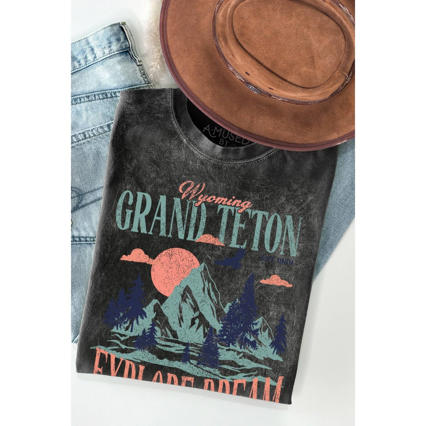 Grand Teton T-Shirt - Mineral Wash: Charcoal