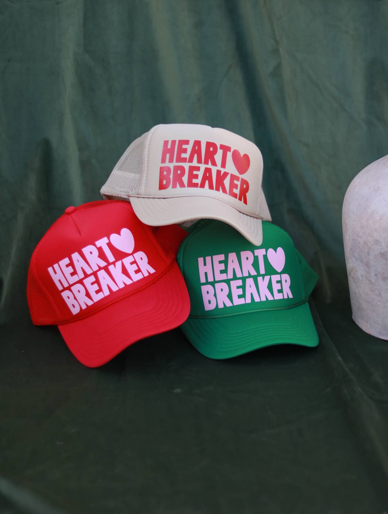 Heart Breaker Trucker Hat - Green/Pink