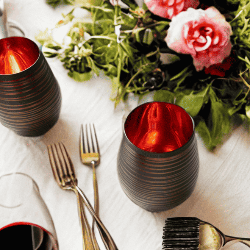 Black Swirl Stemless Wine Glasses
