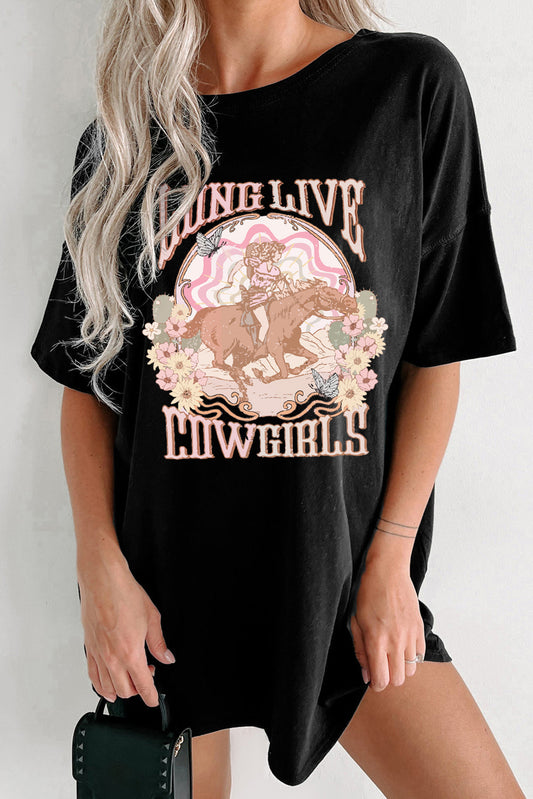 Long Live Cowgirls Morgan Wallen Inspired Oversize T-Shirt - Black
