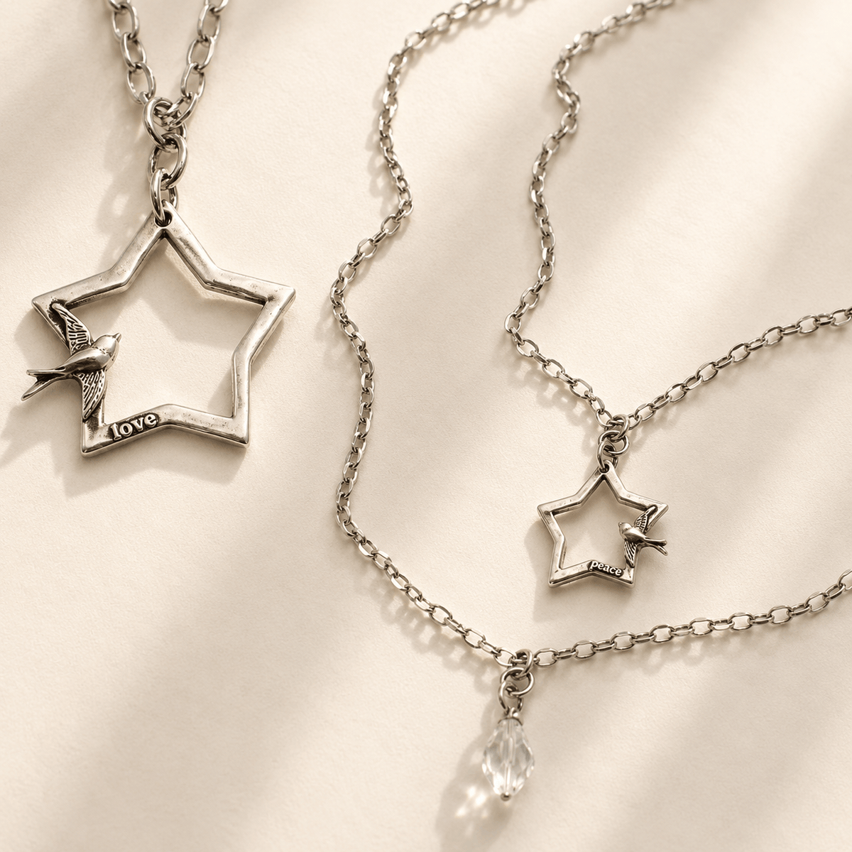 Peace & Love Star and Bird Original Lite Necklace