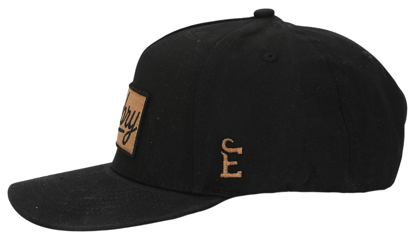 Black Waxed Canvas - Logo Patch