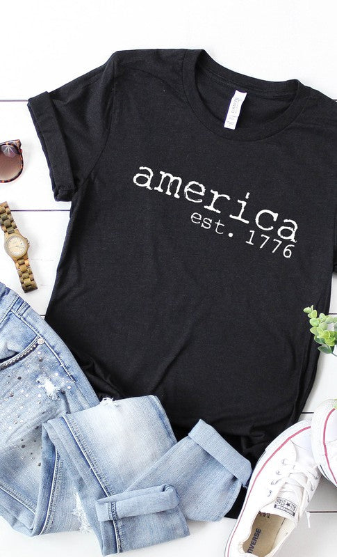 America est 1766 Patriotic Plus Size Graphic Tee
