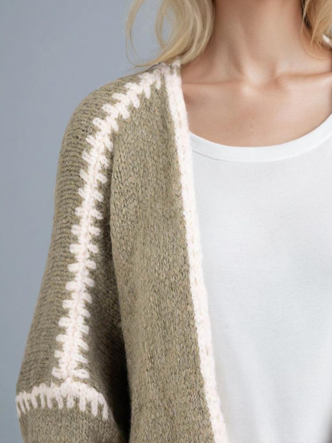 Double Take Stitched Open Front Cardigan