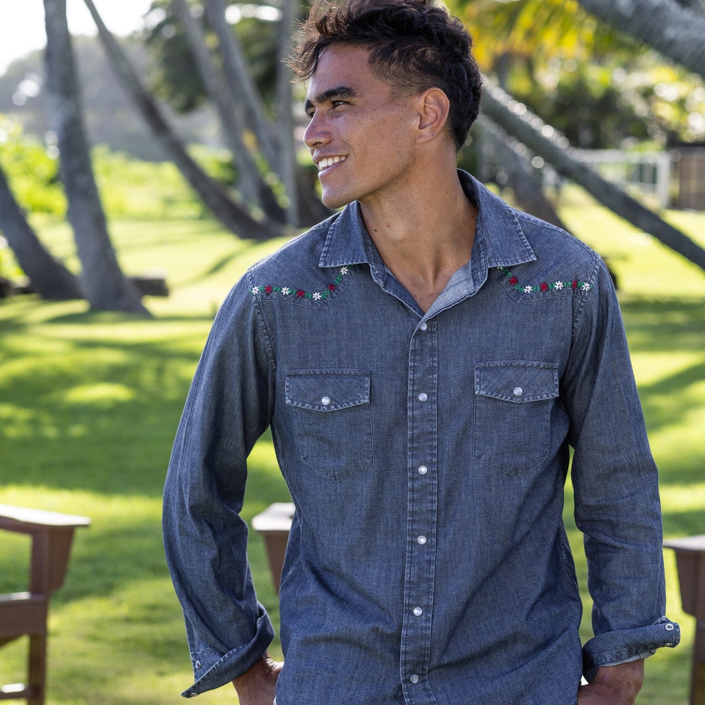 Embroidered Ohia Snap Shirt
