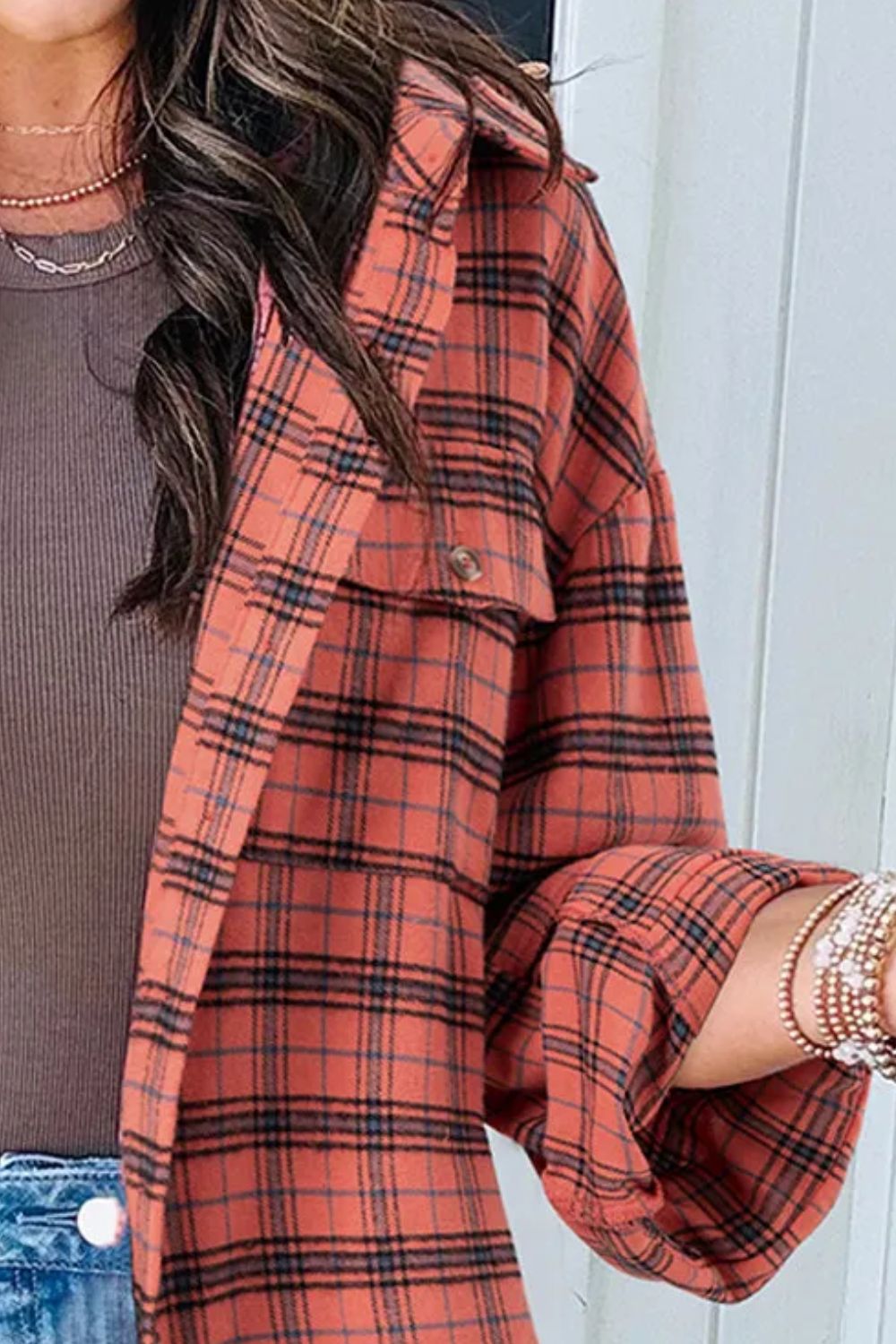 Full Size Plaid Long Sleeve Shirt