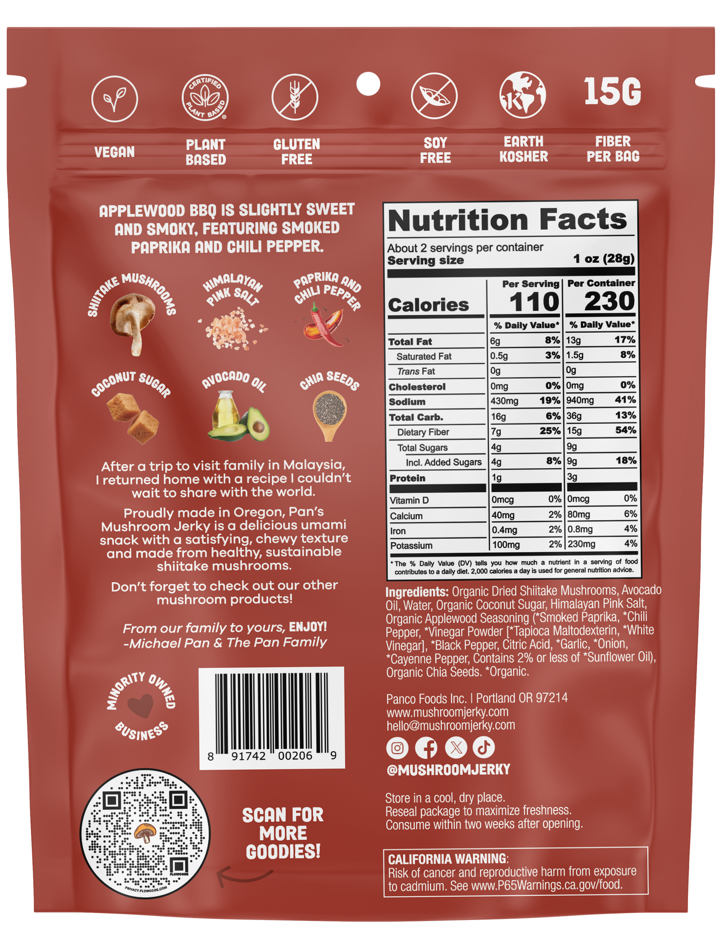 Applewood BBQ Mushroom Jerky