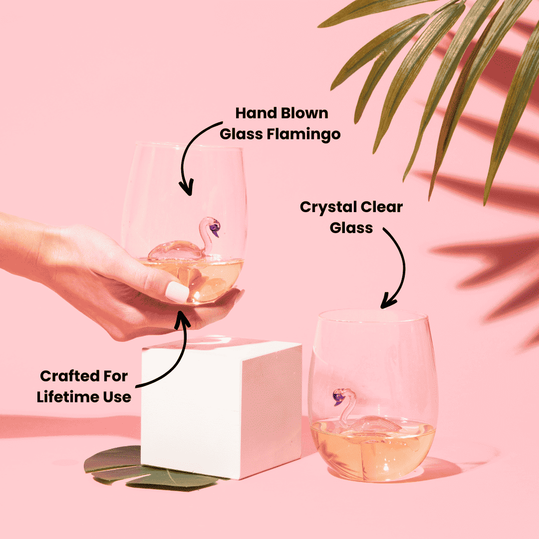 3D Flamingo Stemless Wine Glasses
