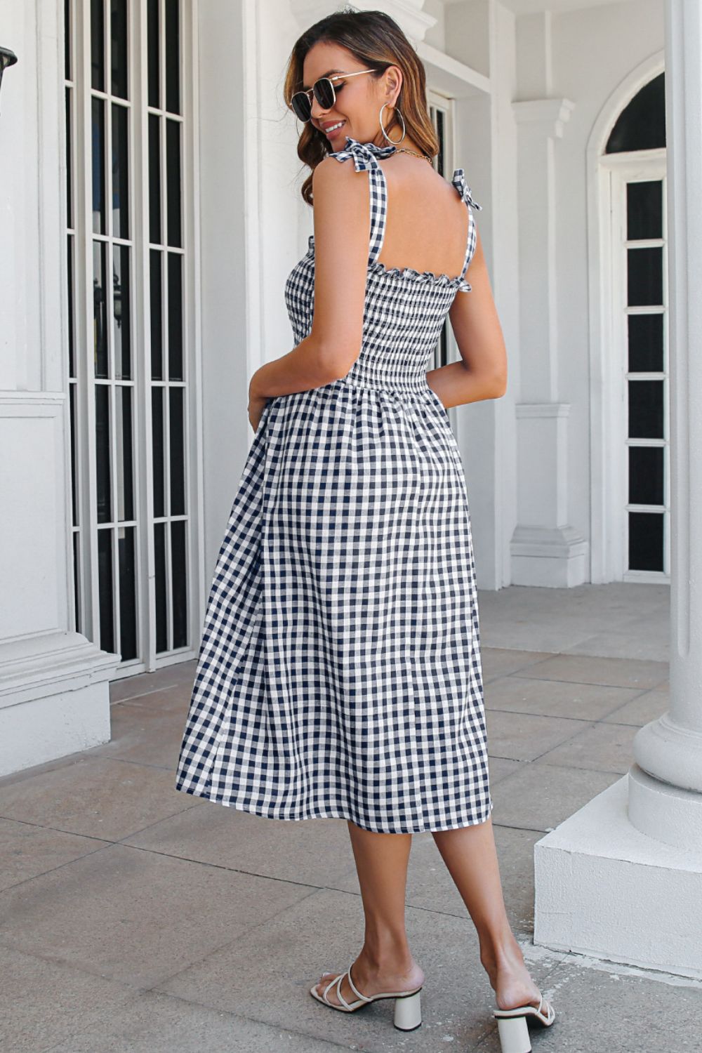 Plaid Frill Trim Tie Shoulder Dress - 3 color options!