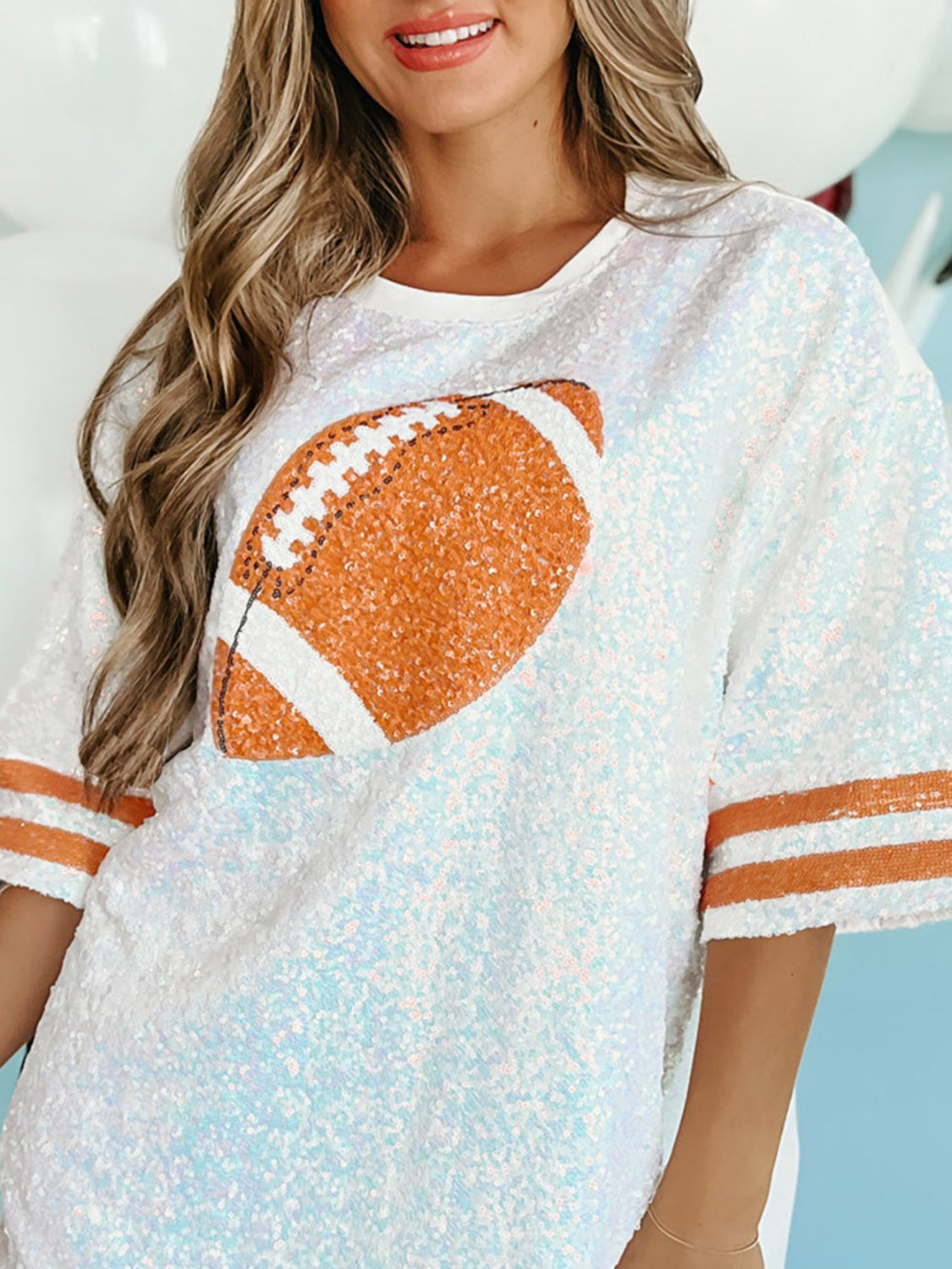SparkleQueen Sequin Football Oversize Top
