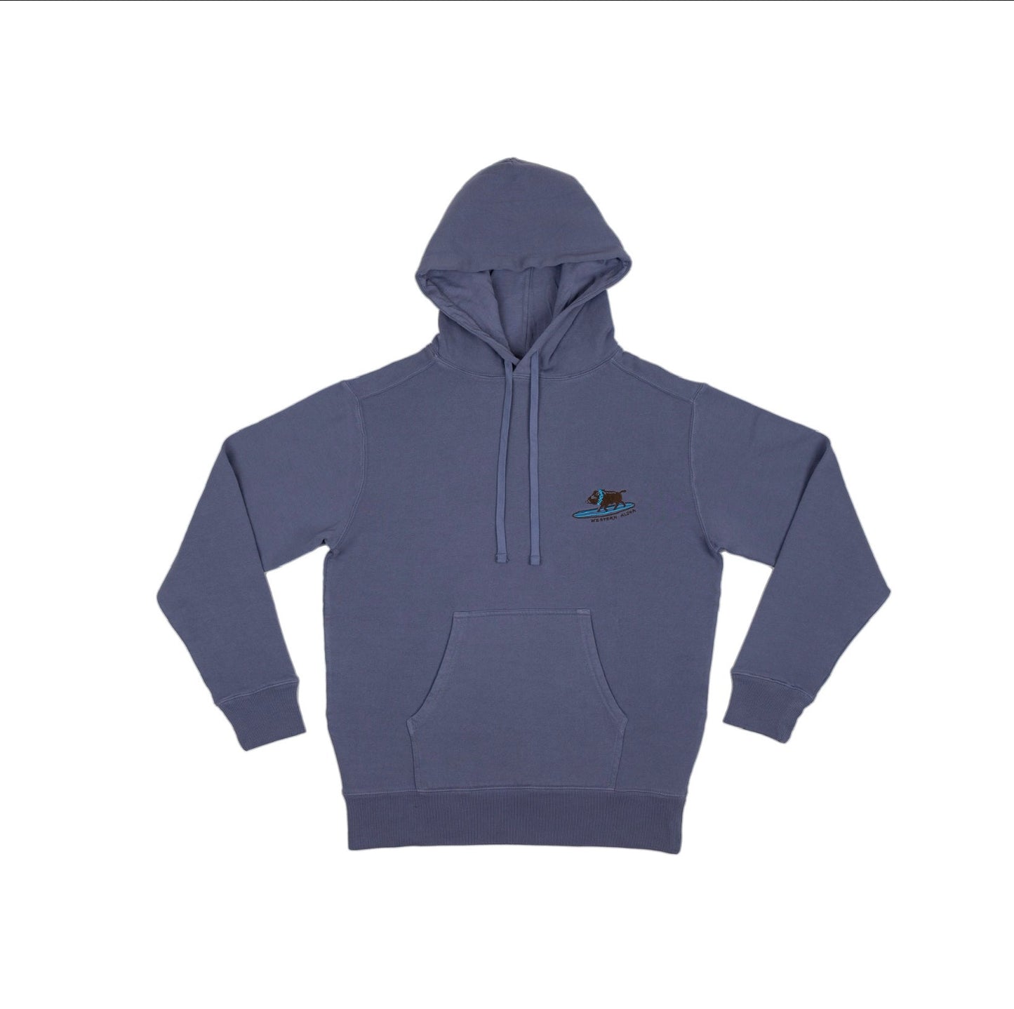 Embroidered Surfing Boar Hoodie Blue
