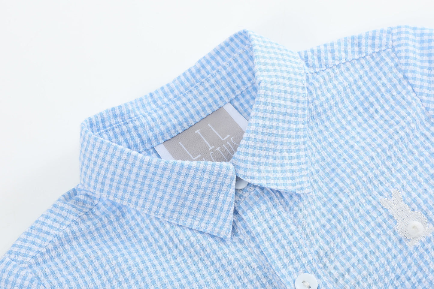 Blue Gingham Easter Bunny Dress Shirt