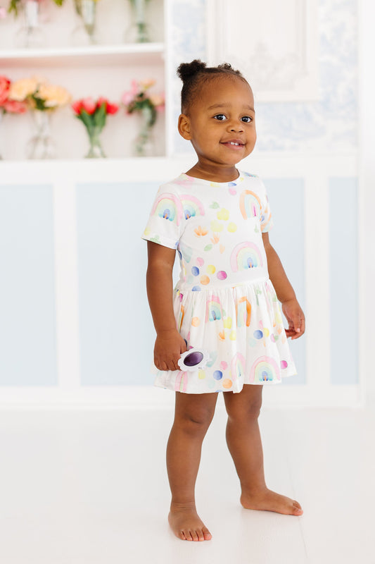 SALE Watercolor Rainbows S/S Twirl Bodysuit