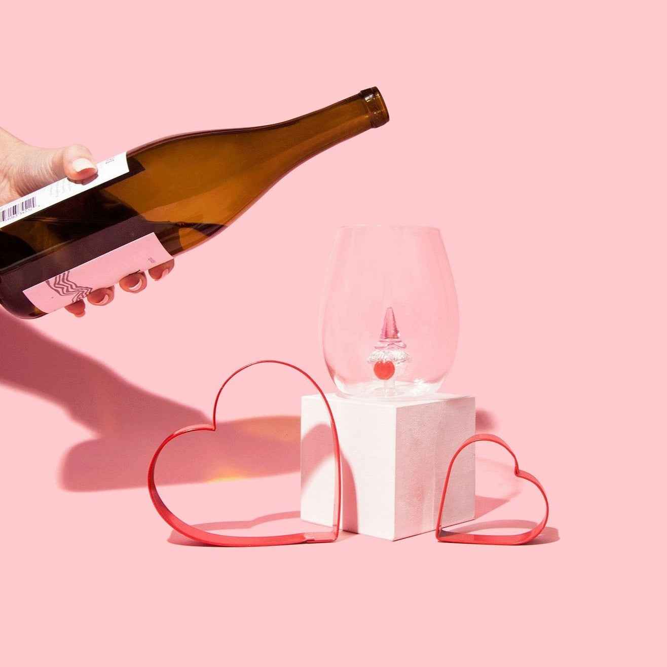 3D Gnome Heart Stemless Wine Glasses