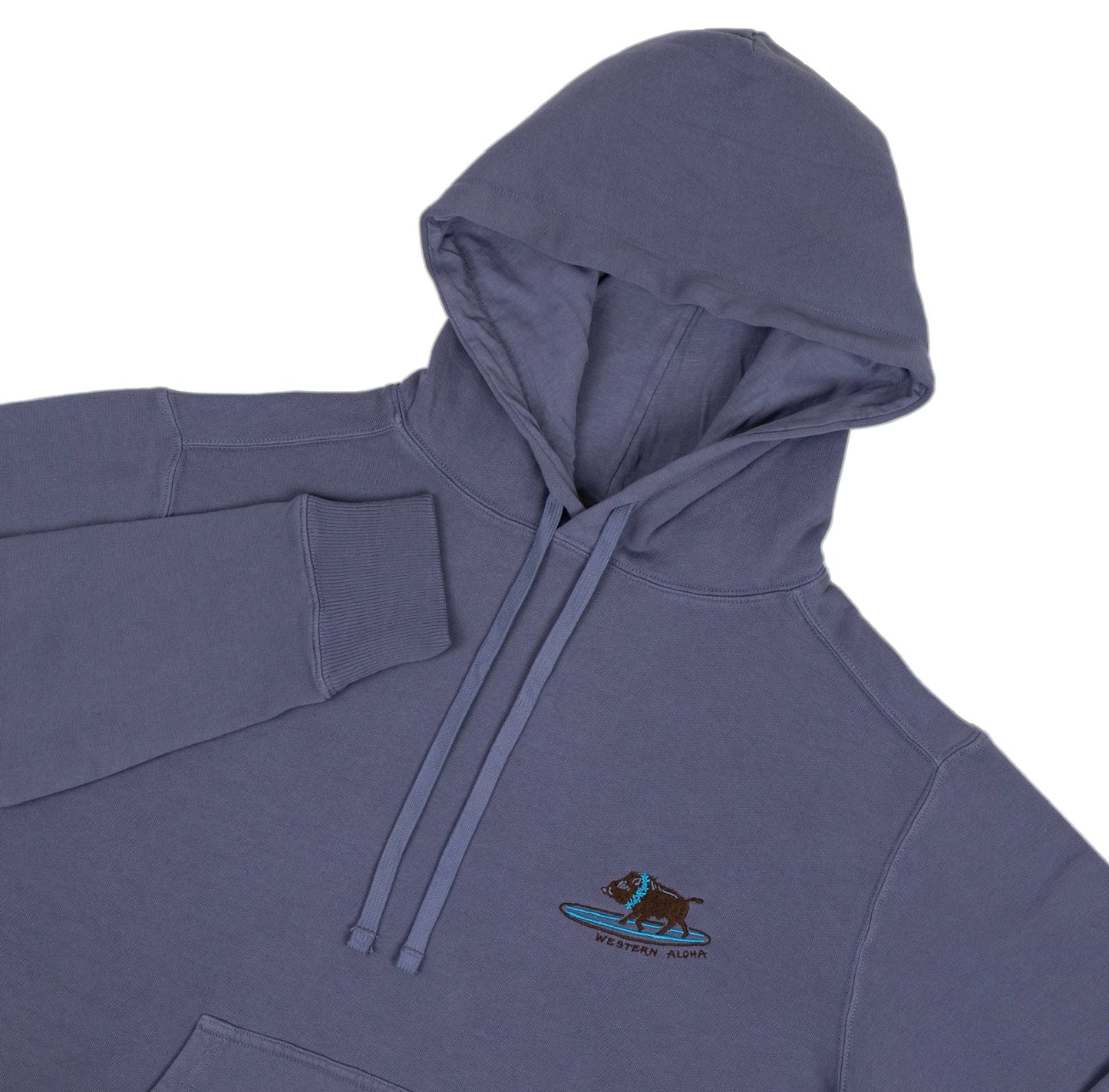 Embroidered Surfing Boar Hoodie Blue