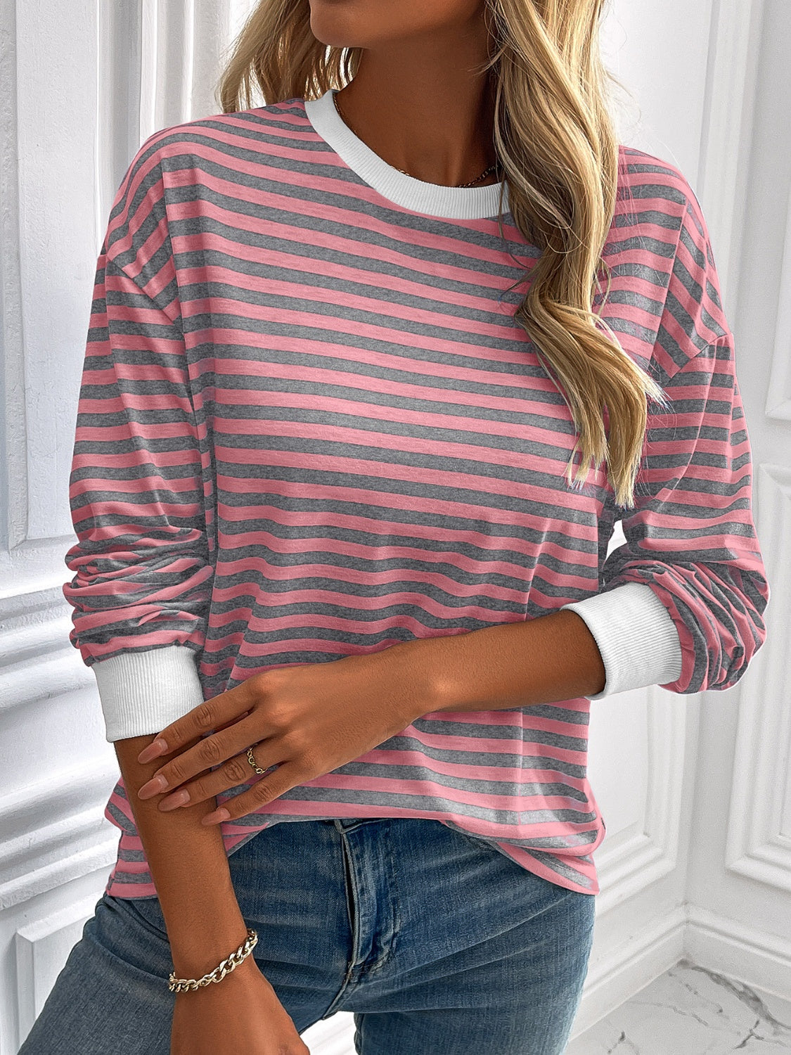 Ivy Lane Striped Long Sleeve Sweatshirt