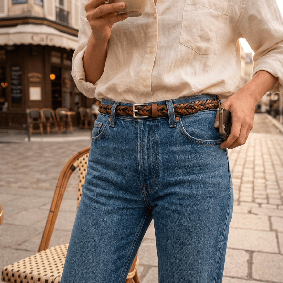 Two-Tone Five Strand Braided Belt
