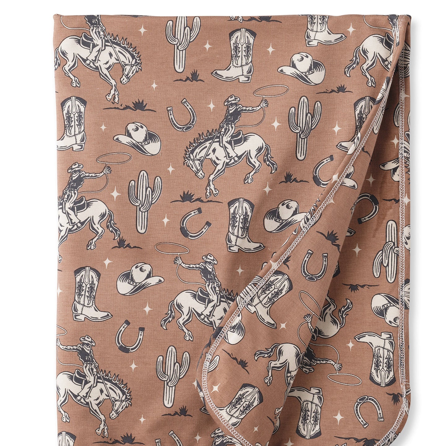 Wild Wrangler/Brown Western Baby Boy Bamboo Stroller Blanket