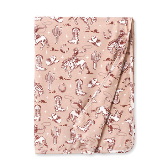 Wild Wrangler/Pink Bamboo Western Cowgirl Stroller Blanket