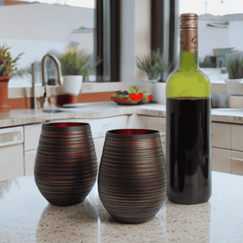 Black Swirl Stemless Wine Glasses