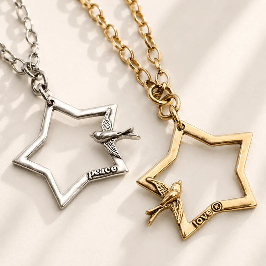 Peace & Love Star and Bird Original Lite Necklace