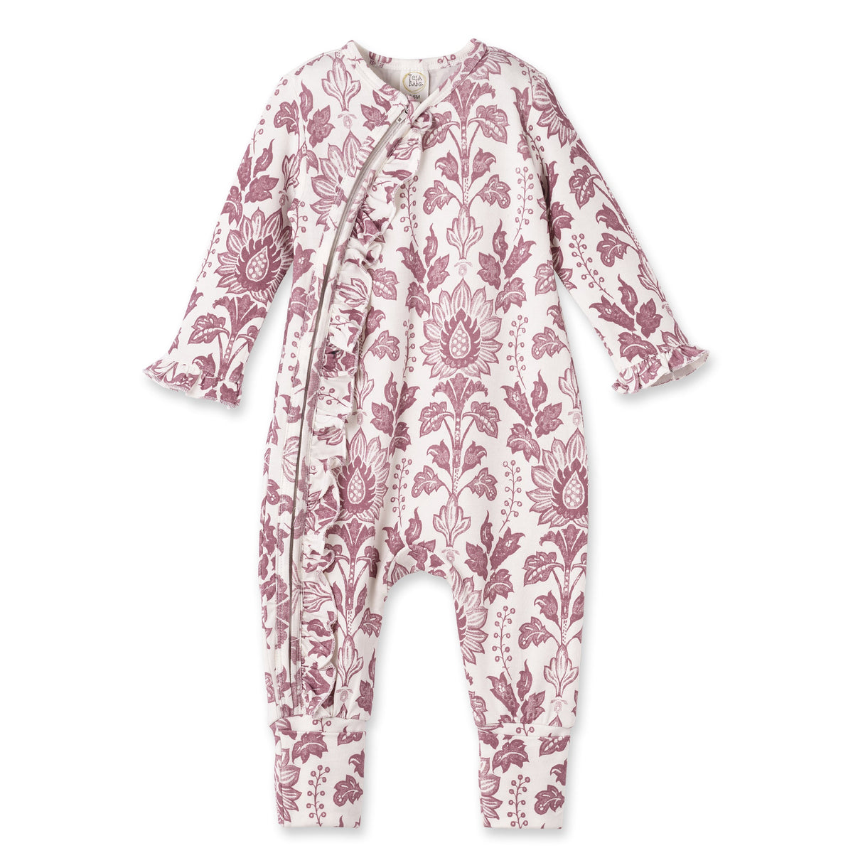 Floral Tapestry Zipper Romper - Bamboo Baby Girl Outfit