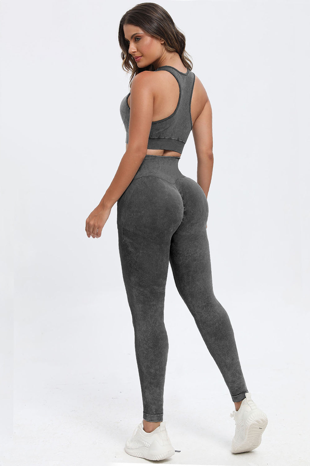 Three Piece Washed Square Neck Wide Strap Active Set