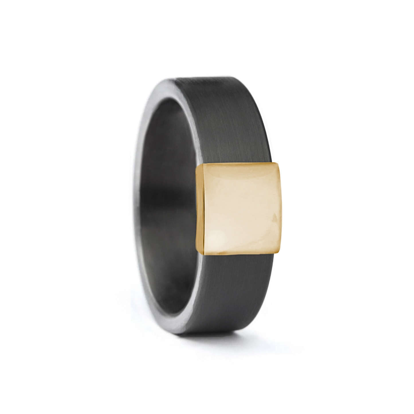 Gunmetal 7mm 14kt Yellow Gold Barrel Band