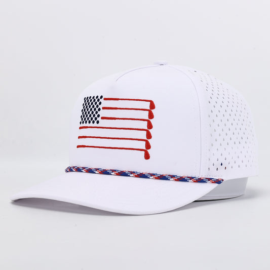 American Flag Rope Flat Bill Hat